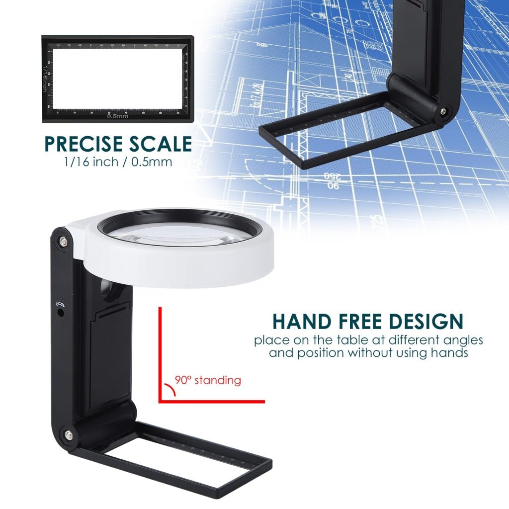 MLL - 362 MLL - 362 Multifunction Magnifier Double Lens 10x and 25x Magnification with AC/DC Power 5LED and 2UV Light 90mm Optical Lens Handheld or Desktop Used - Gain Express