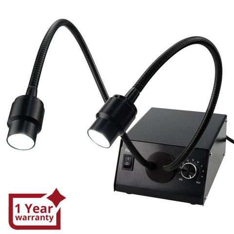 MSC - 208_US MSC - 208 Cold LED Dual Gooseneck Lights Microscope Illuminator with Dimmer, 6500K, Adjustable Brightness 100V~240V - Gain Express