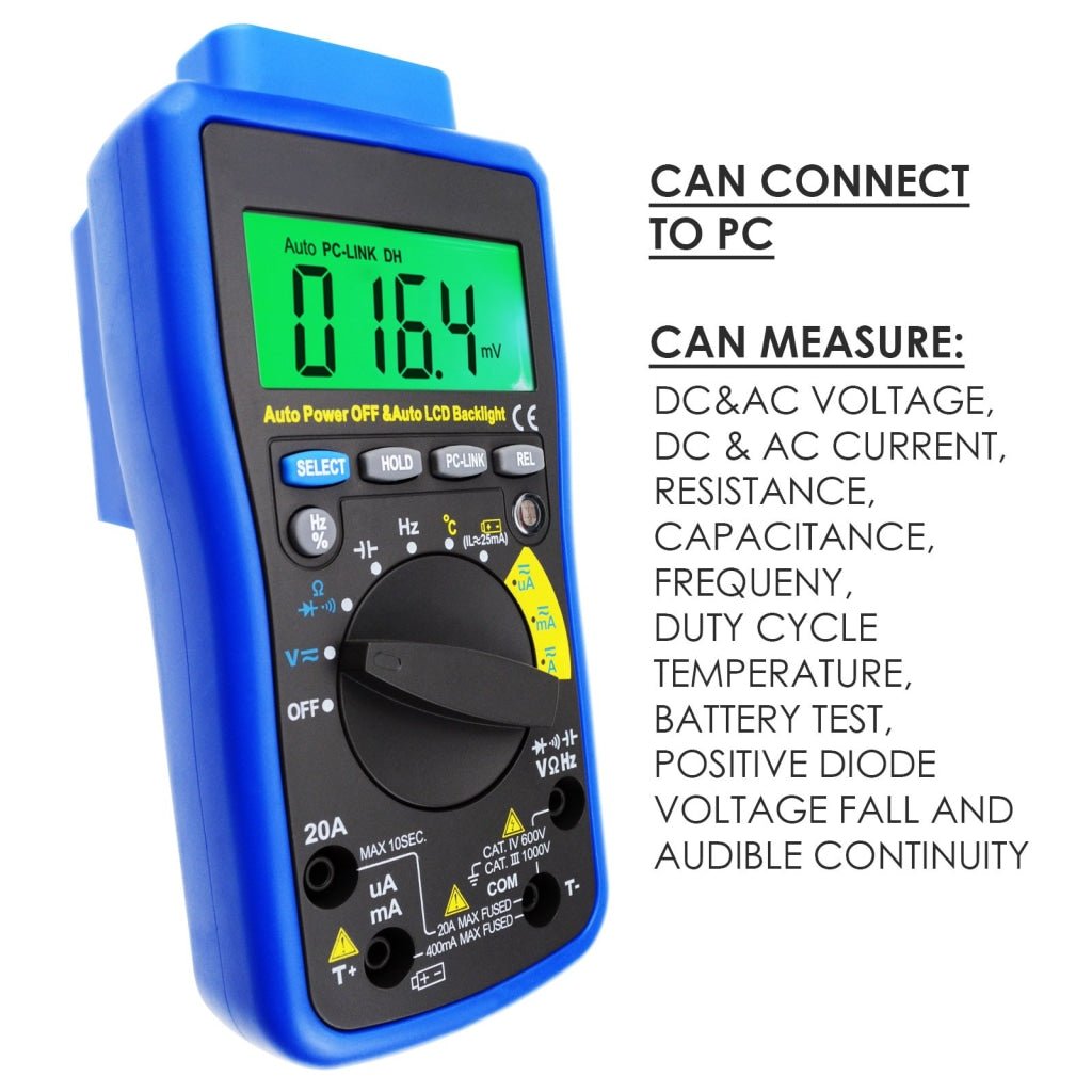 MUL-211 Digital DMM Multimeter Meter Tester with USB/ Software CD and ...