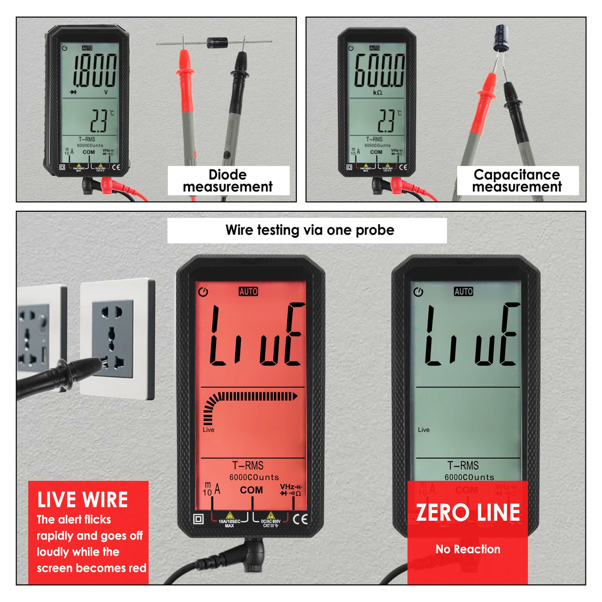 MUL-318 Professional, 6000 Counts T-RMS Digital Multimeter for ...