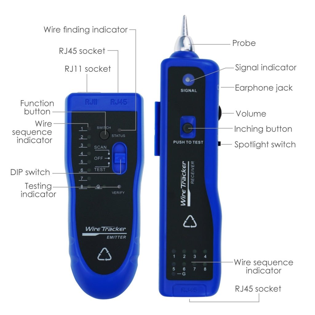 NF - 1107 Network Cable Testing Diagnostic Tool Kit Set - Ethernet LAN Cable Tester Wire Tracker Voltage Detector Punch Tool RJ45 RJ11 - Gain Express