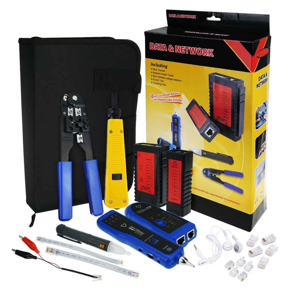 NF - 1107 Network Cable Testing Diagnostic Tool Kit Set - Ethernet LAN Cable Tester Wire Tracker Voltage Detector Punch Tool RJ45 RJ11 - Gain Express