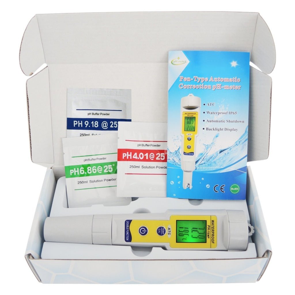 PH - 002 Waterproof pH Meter with Auto Buffer Recognition °C °F & Replaceable Electrode - Gain Express