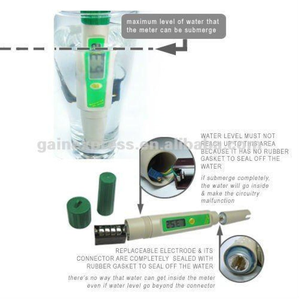 PH - 032 Waterproof pH Meter w/ replaceable pH Electrode - Gain Express