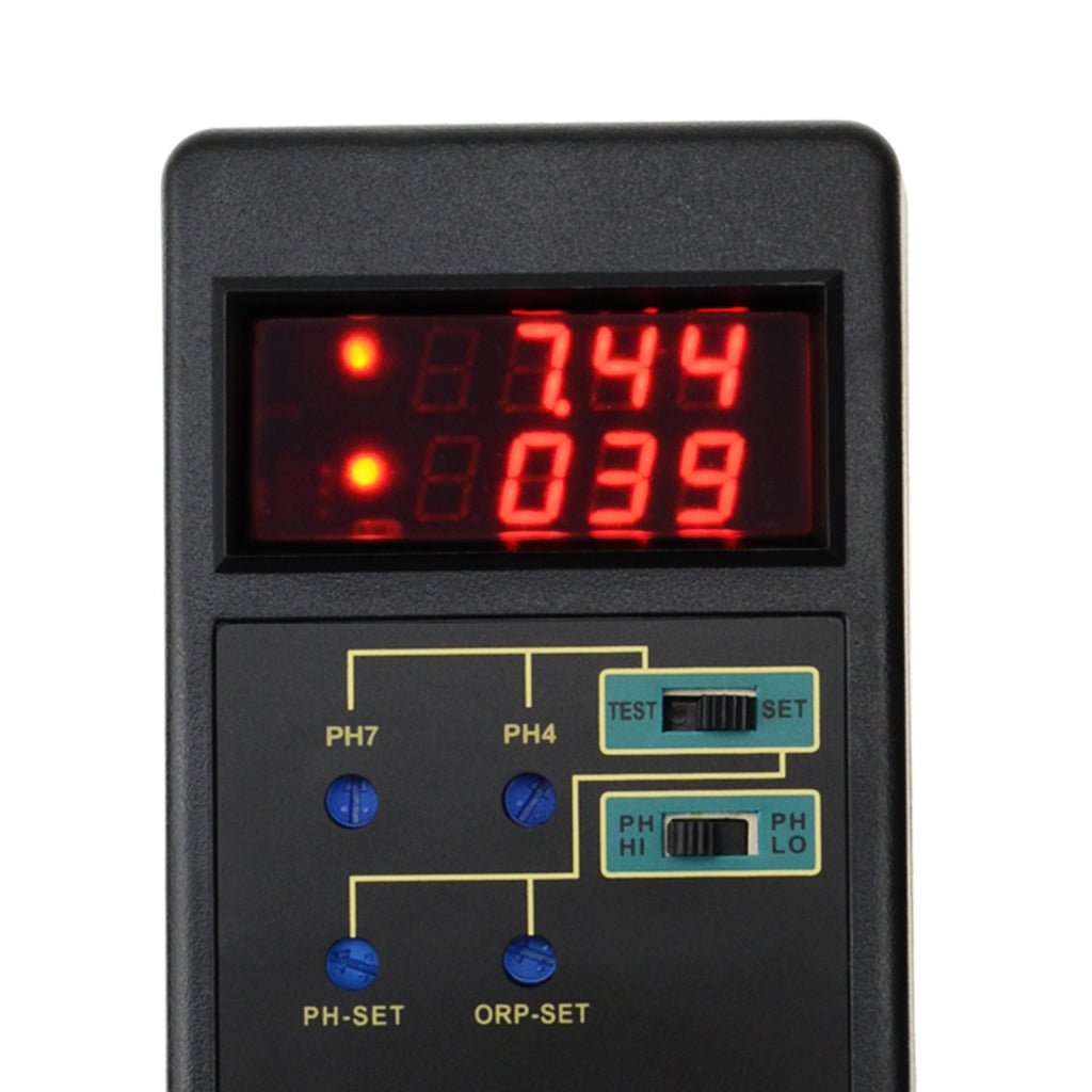 PHC - 244_110V PHC - 244 2 in 1 Digital pH & ORP Redox Controller with Separate Relays Replaceable Electrode BNC Type Probe Water Quality Monitor Tester for Aquarium Hydroponics Tank 14.00pH / 1999mV with Calibration Solution - Gain Express