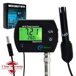 PHM - 245_US PHM - 245 PH & Temperature 2 - in - 1 Continuous Monitor Meter w/ Backlight Replaceable Electrode, Dual Display 0.00~14.00pH °C/ °F Water Quality Monitoring Kit, for Aquariums Hydroponics Pools Tanks Spa - Gain Express