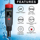 PHM - 443 PHM - 443 Digital Pentype pH Meter High Accuracy Colored Screen | Red Backlight Alarm | 3 - Point Calibration with Temperature Measurement ATC Function for Liquids in Laboratory Food and Medicine Industry - Gain Express