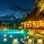 PLT - 433 Floating Pool Lights Waterproof Solar Powered Night Flame Lights Flickering Pool Accessories IP68 with Remote Control 3 Light Modes Outdoor Decoration Lamp for Pool Porch Courtyard Gardens Lawns - Gain Express
