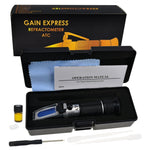 REB - 90ATC 3 - in - 1 Honey Refractometer Brix/Moisture/Baume Tester Meter ATC, Tri - Scale 58 - 90%/12 - 27%/38 - 43Be', Sugar Water Content Level Beekeeping Maple Syrup, Test Kit w/Calibration Oil & Block - Gain Express