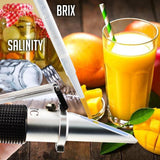 REBS - 28ATC 2 - in - 1 Brix Salinity Refractometer Dual Scale 0 - 32% Brix & 0 - 28% Salinity with ATC Sodium Chloride in Food Salt Seawater Brine Beer fruits Cutting Liquid - Gain Express