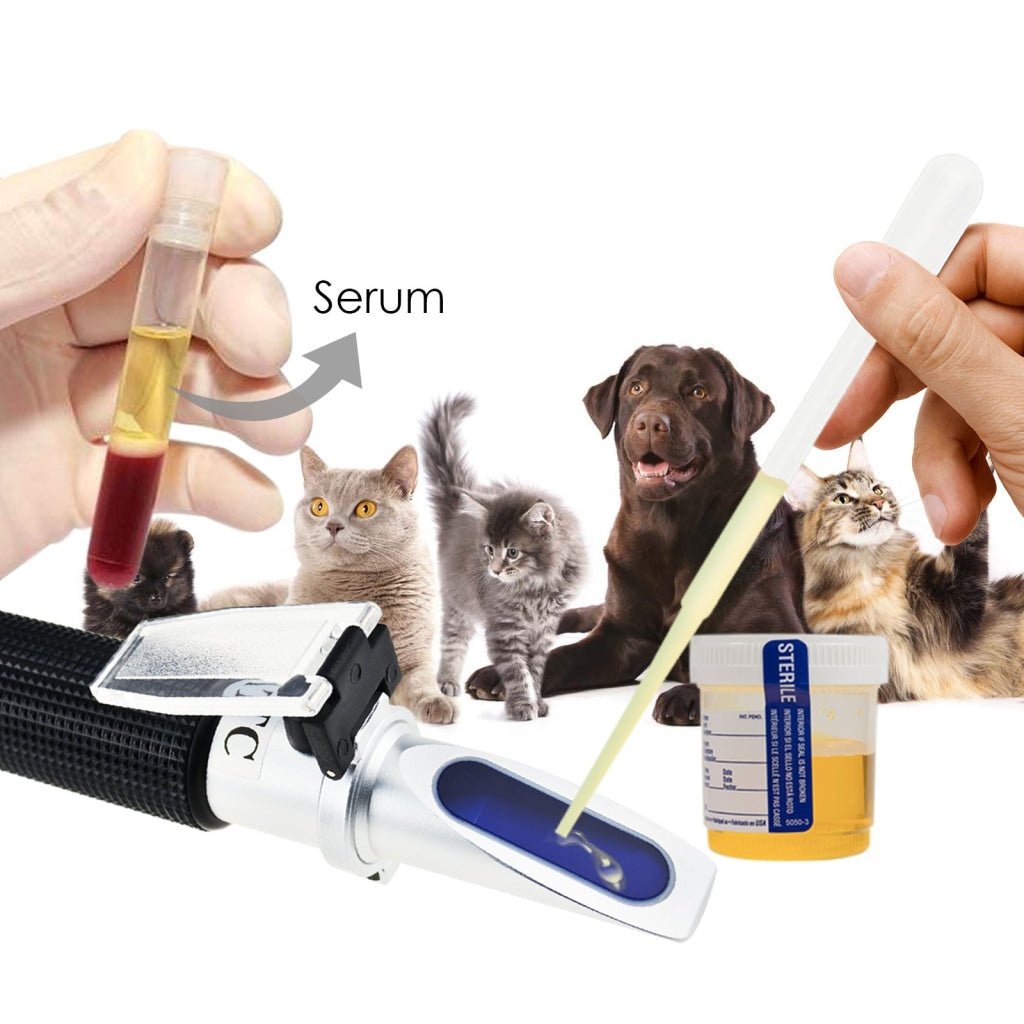 REC - 300ATC Pet Clinical Refractometer with ATC, Tri - Scale Serum & Plasma Protein Test 2 - 14g/dl Urine Specific Gravity 1.000 - 1.060SG, Veterinary Vet for Cat and Dog Animal Testing - Gain Express