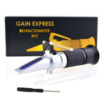 REW - 25BATC Grape Fruit Wine Alcohol Refractometer with ATC, Dual Scale 0 - 25% VOL 0 - 40% Brix, Handheld Optical Meter Tester for Sugar Glucose Wine Making Winemakers Homebrew Test Tool - Gain Express