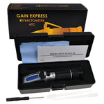 REW - 25BATC Grape Fruit Wine Alcohol Refractometer with ATC, Dual Scale 0 - 25% VOL 0 - 40% Brix, Handheld Optical Meter Tester for Sugar Glucose Wine Making Winemakers Homebrew Test Tool - Gain Express