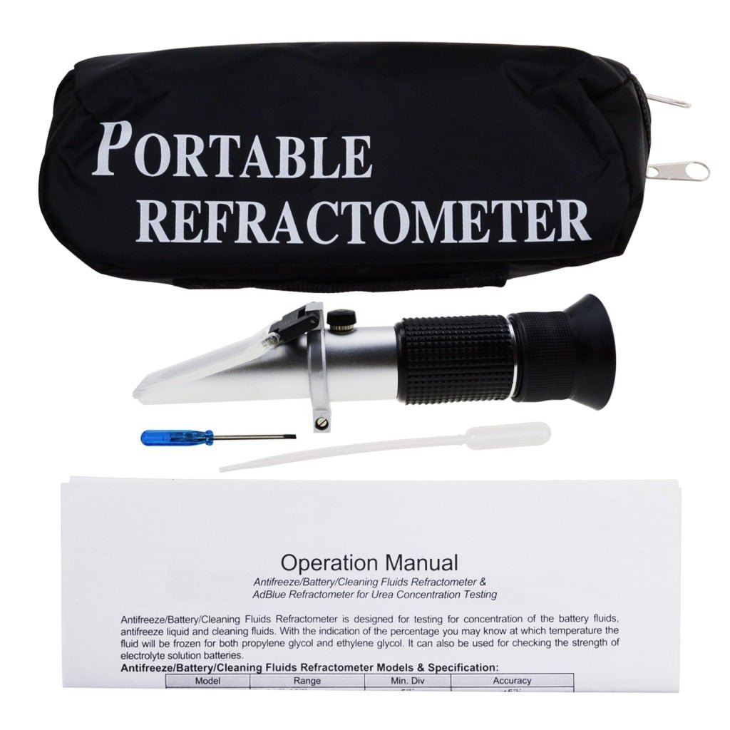 RHA - 100ATC 3 - in - 1 Automotive Battery Antifreeze Refractometer Fahrenheit, - 84~32°F Ethylene/ - 60~32°F Propylene Glycol/ 1.100 - 1.400 Battery Fluids Specific Gravity, Battery Test Cooling Coolant Freezing Point - Gain Express