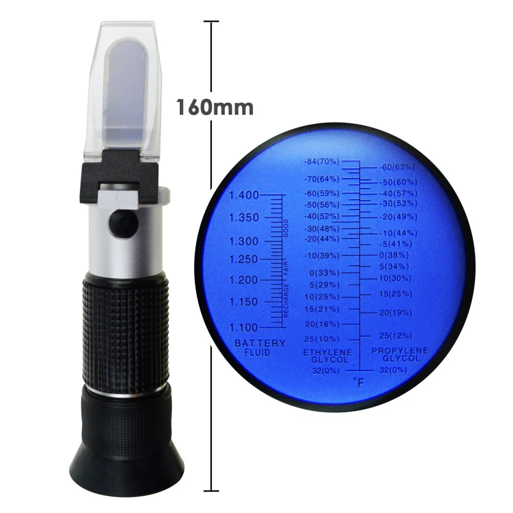RHA - 100ATC 3 - in - 1 Automotive Battery Antifreeze Refractometer Fahrenheit, - 84~32°F Ethylene/ - 60~32°F Propylene Glycol/ 1.100 - 1.400 Battery Fluids Specific Gravity, Battery Test Cooling Coolant Freezing Point - Gain Express