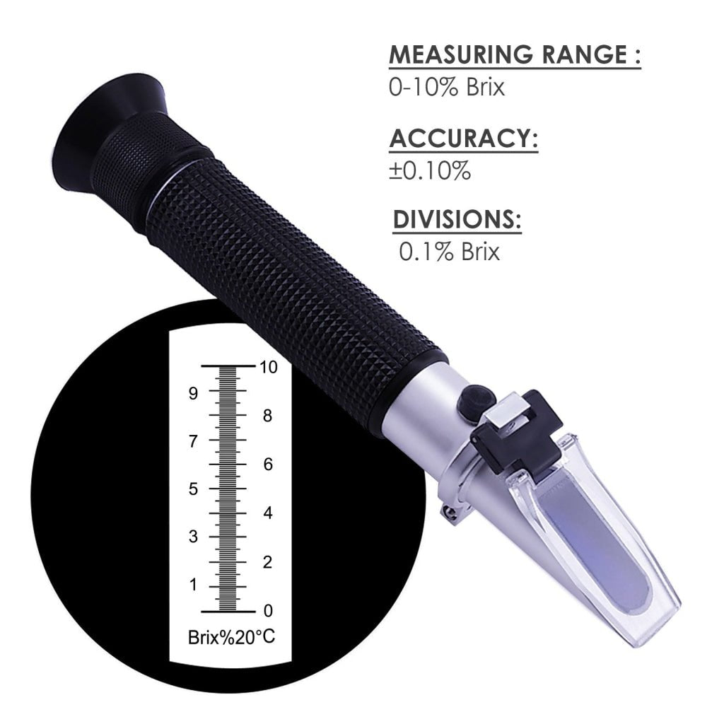 RHB - 10ATC Portable 0 - 10% Brix Refractometer Fruit Vegetable Juice Wine Maple Sap - Gain Express