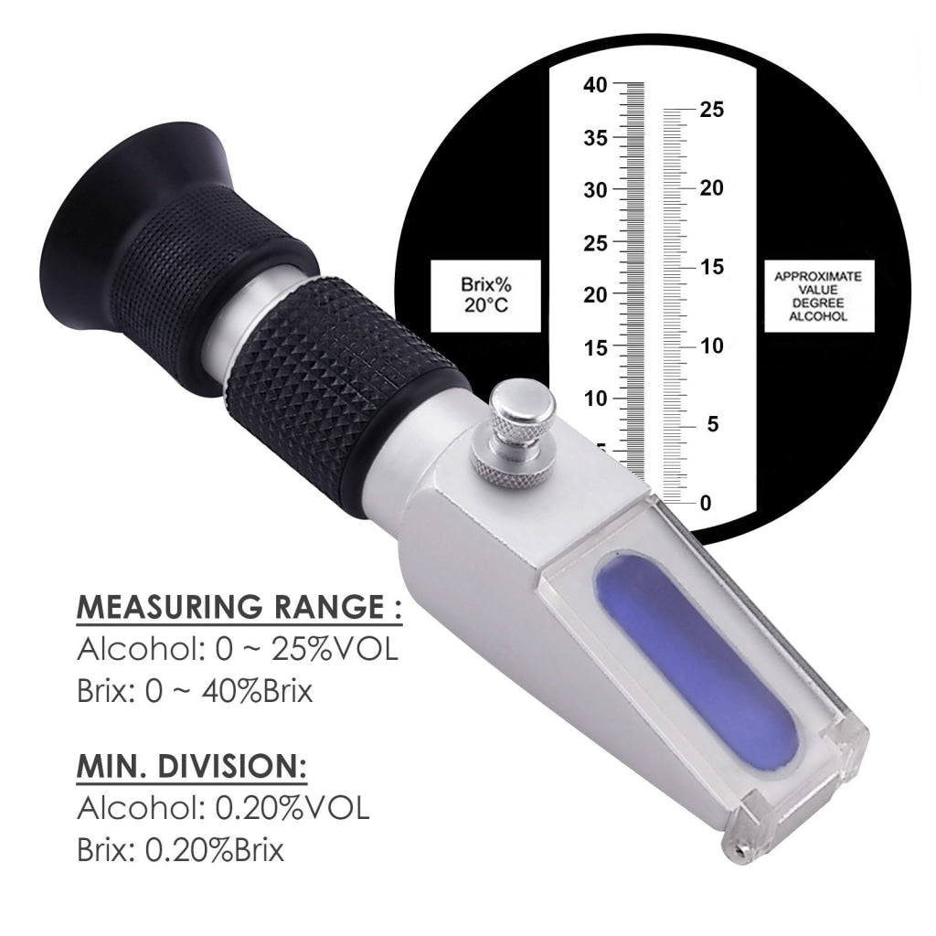 RHWN - 25ATCBr 0 - 25% ATC New Alcohol Refractometer (0 - 25%VOL, 0 - 40%Brix) - Gain Express