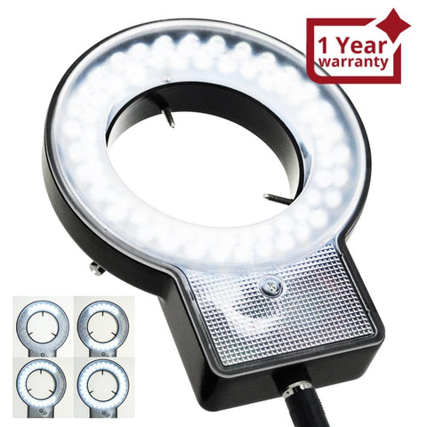 RLT - 207 60 LED Microscope Ring Light Scope Illuminator with 4 - Zone Quadrant Control, Adapter Fitting and 8 Adjustable Brightness Level 40~60mm Diameter - Gain Express