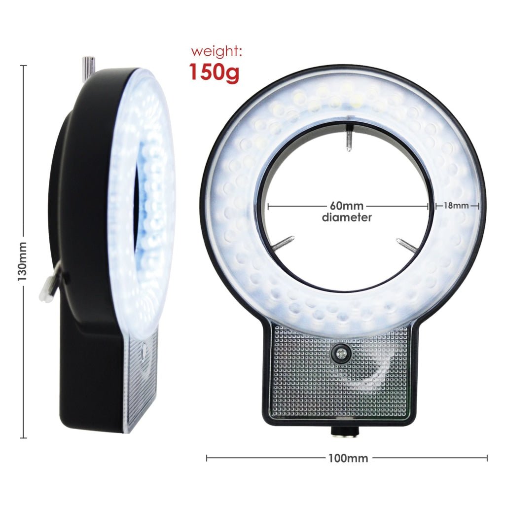 RLT - 207 60 LED Microscope Ring Light Scope Illuminator with 4 - Zone Quadrant Control, Adapter Fitting and 8 Adjustable Brightness Level 40~60mm Diameter - Gain Express