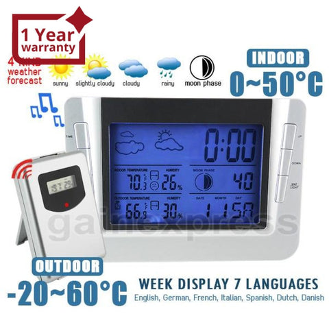 S08608B_1S Digital Wireless Indoor/Outdoor Weather Station Temperature Humidity RCC Clock - Gain Express