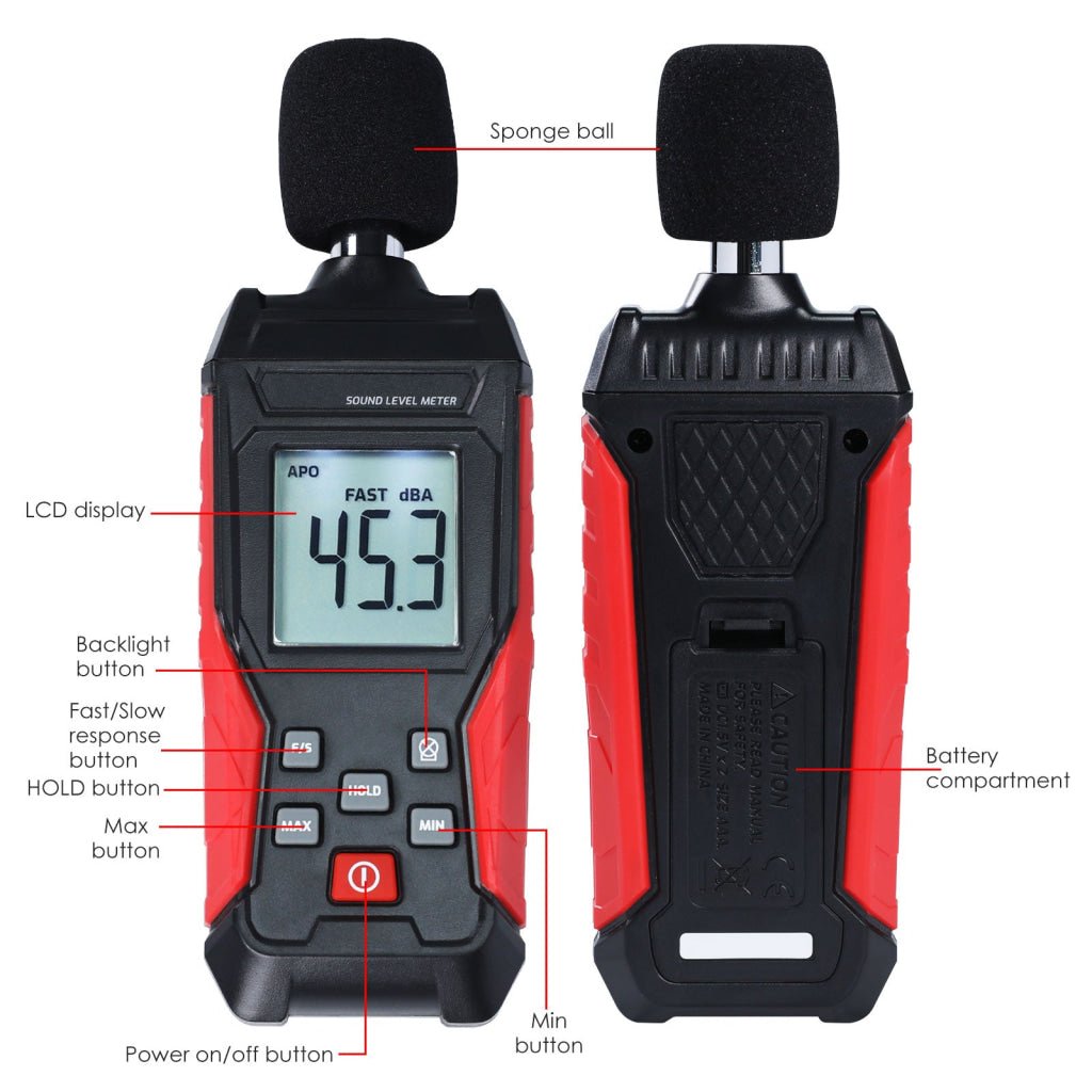 Spl Monitoring SLM-417 Digital Sound Level Meter 30~130dB Decibel Tester SPL ...