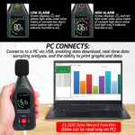 SLM - 442 SLM - 442 Sound Level Meter Datalogger Decibel Noise Tester SPL Monitor with 31,000 Data Record Function, Visual Hi | Low Alarm A | C Weighted Colored Screen Display for Home, Classroom, Traffic Noise Monitoring etc. - Gain Express