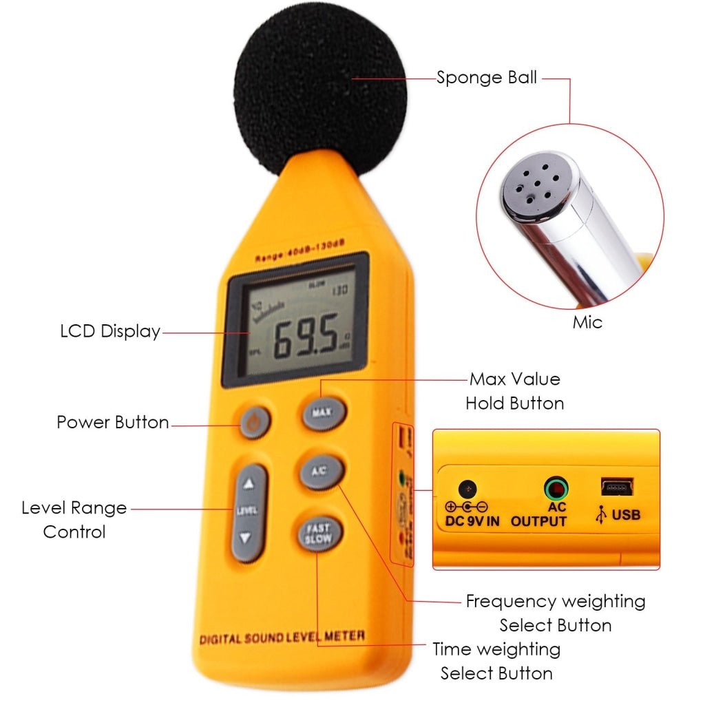SLM - 814 Digital Sound Pressure Level Meter Noise Decibel 130 dB - Gain Express