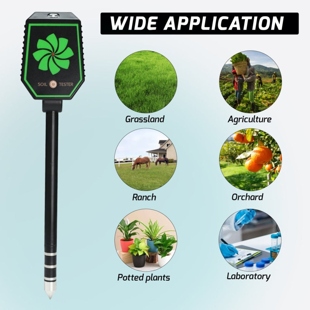 gain express soil ph & moisture meter SQM-457 High Precision 8-in-1 PH EC Fertility Salt Temperature Soil Moisture Meter Smart Bluetooth Light Intensity Air Humidity Detector for Plant Health Monitoring