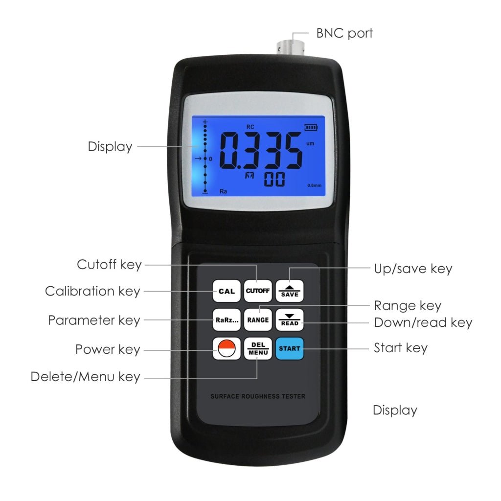 SRT - 6200S SRT - 6200S Digital Surface Roughness Tester Meter Gauge Profilometer w/ Separate Sensor, LCD Display Data Memory 10um Ra Rq Rz Rt 4 Parameters - Gain Express