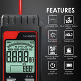 TAC - 455 Portable Non - Contact Tachometer 2.5~99999RPM High Precision with Analog Bar Scale and Alarm Function, Temperature Measurement for Machinery Car Motor engine Tool - Gain Express