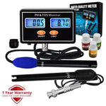 TDS - 232 Digital Combo pH & TDS Monitor Meter Tester ATC, 0.00~14.00pH & 0.0~199.9ppt Rechargeable Water Quality Real - time Monitoring, for Aquaculture, Salinity, Aquarium, Pond, Hydroponics - Gain Express