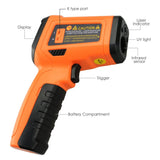 THE - 222 Non - contact Infrared IR Laser Thermometer K - Type Thermocouple - 50~800°C / - 58~1472°F Color Display Gun - Type with Alarm - Gain Express