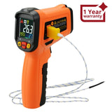 THE - 222 Non - contact Infrared IR Laser Thermometer K - Type Thermocouple - 50~800°C / - 58~1472°F Color Display Gun - Type with Alarm - Gain Express