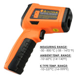 THE - 222 Non - contact Infrared IR Laser Thermometer K - Type Thermocouple - 50~800°C / - 58~1472°F Color Display Gun - Type with Alarm - Gain Express