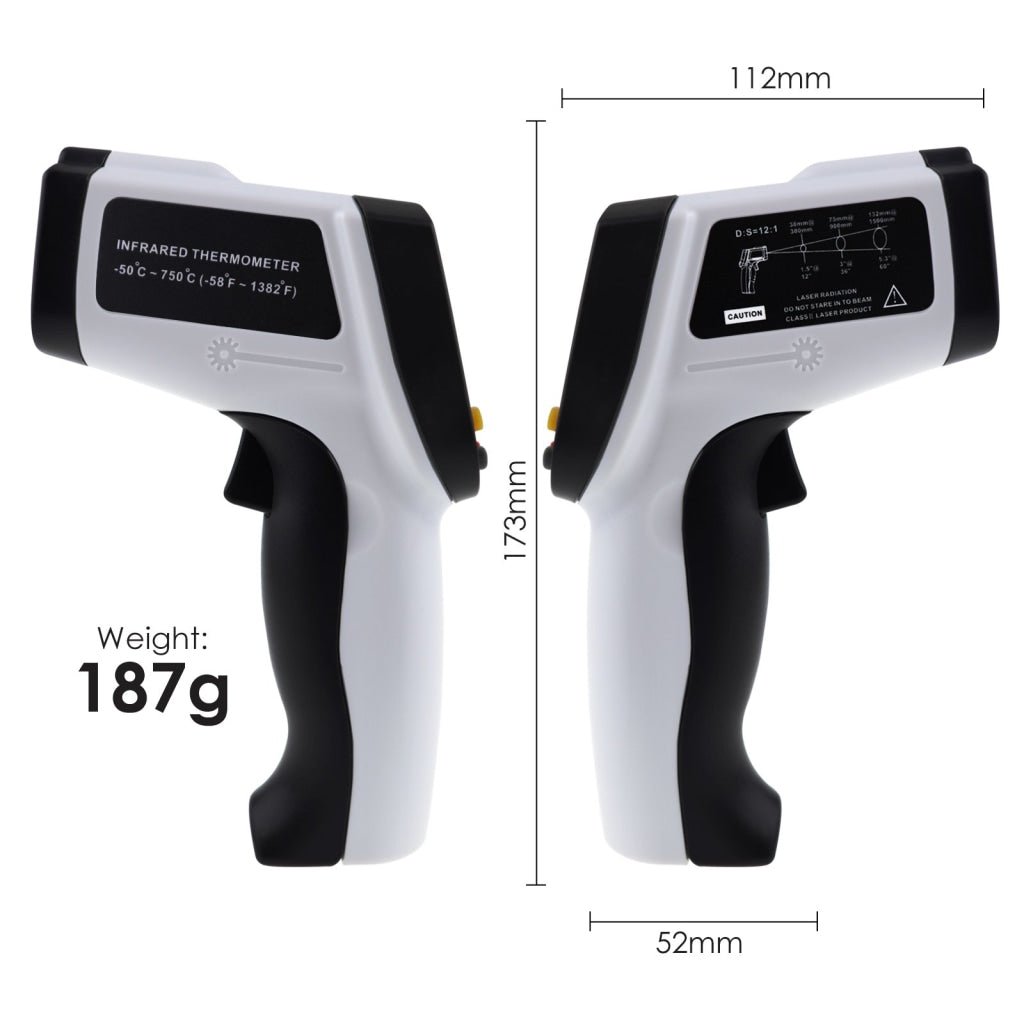 THE - 264 Lasergrip Non - Contact Digital Laser Infrared Gun Thermometer - 50~750℃ ( - 58~1382℉) IR Instant Read Temperature with Adjustable Emissivity & Scanning Function - Gain Express