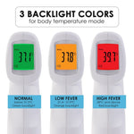 THE - 293 Forehead Body Human Adult Infant Infrared Thermometer 32 Memory FDA Approved Temperature Tester Colored Backlight Fever Indicator - Gain Express