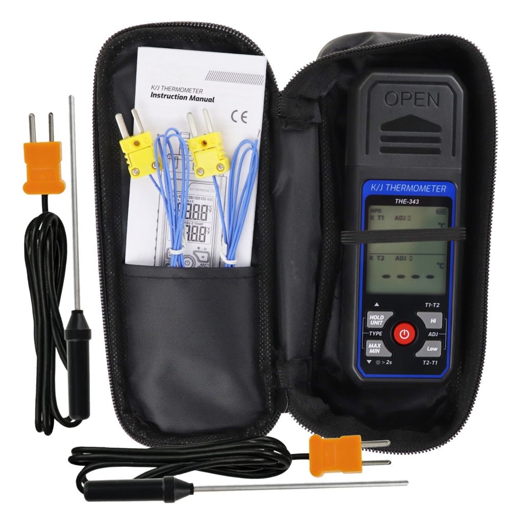 THE-343 K/J Thermocouple Thermometer Dual Channel Temperature