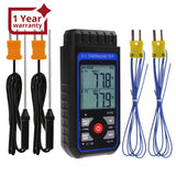 THE - 343 K/J Thermocouple Thermometer Dual Channel Temperature Meter Tester 4 K - Type Probes with Temperature Compensation and Alarm Function - Gain Express