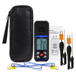 THE - 343 K/J Thermocouple Thermometer Dual Channel Temperature Meter Tester 4 K - Type Probes with Temperature Compensation and Alarm Function - Gain Express