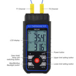 THE - 343 K/J Thermocouple Thermometer Dual Channel Temperature Meter Tester 4 K - Type Probes with Temperature Compensation and Alarm Function - Gain Express