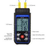 THE - 343 K/J Thermocouple Thermometer Dual Channel Temperature Meter Tester 4 K - Type Probes with Temperature Compensation and Alarm Function - Gain Express