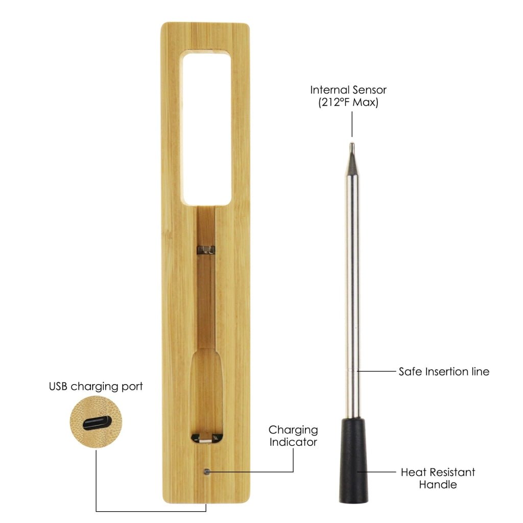 THE - 372 Wireless Meat Thermometer for Remote Monitoring - Bluetooth Meat Thermometer Digital Cooking Thermometer with 165ft Wireless Range for Kitchen, BBQ, Oven, Smoker, Grill, and Rotisserie - Gain Express