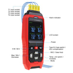 THE - 373 K/J/T Datalogger Thermocouple Thermometer - 200~1372°C ( - 328~2501°F), 4 - Channel Display, Real - Time Data Logging, Audible and Visible Alarm, and ADJ Compensation - Gain Express