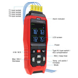 THE - 373 K/J/T Datalogger Thermocouple Thermometer - 200~1372°C ( - 328~2501°F), 4 - Channel Display, Real - Time Data Logging, Audible and Visible Alarm, and ADJ Compensation - Gain Express
