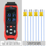 THE - 373 K/J/T Datalogger Thermocouple Thermometer - 200~1372°C ( - 328~2501°F), 4 - Channel Display, Real - Time Data Logging, Audible and Visible Alarm, and ADJ Compensation - Gain Express