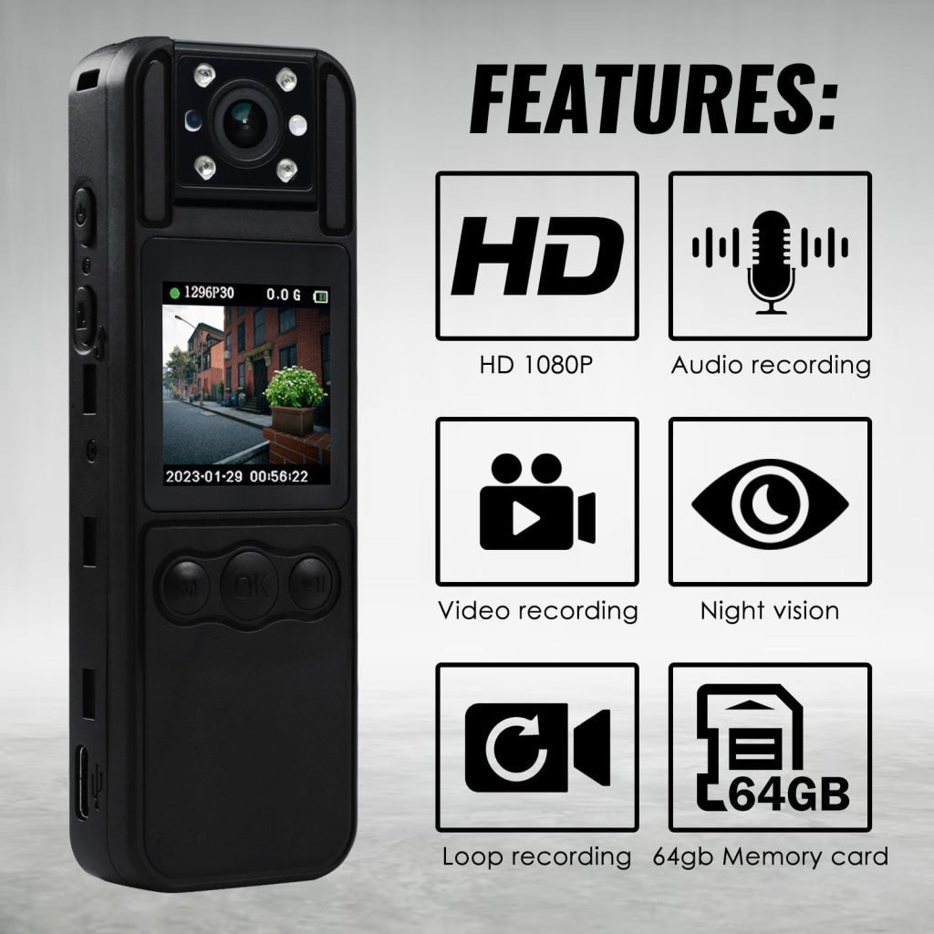 VAR-412 Mini Camera Digital Video Recorder Body Cam 1080P Rotating