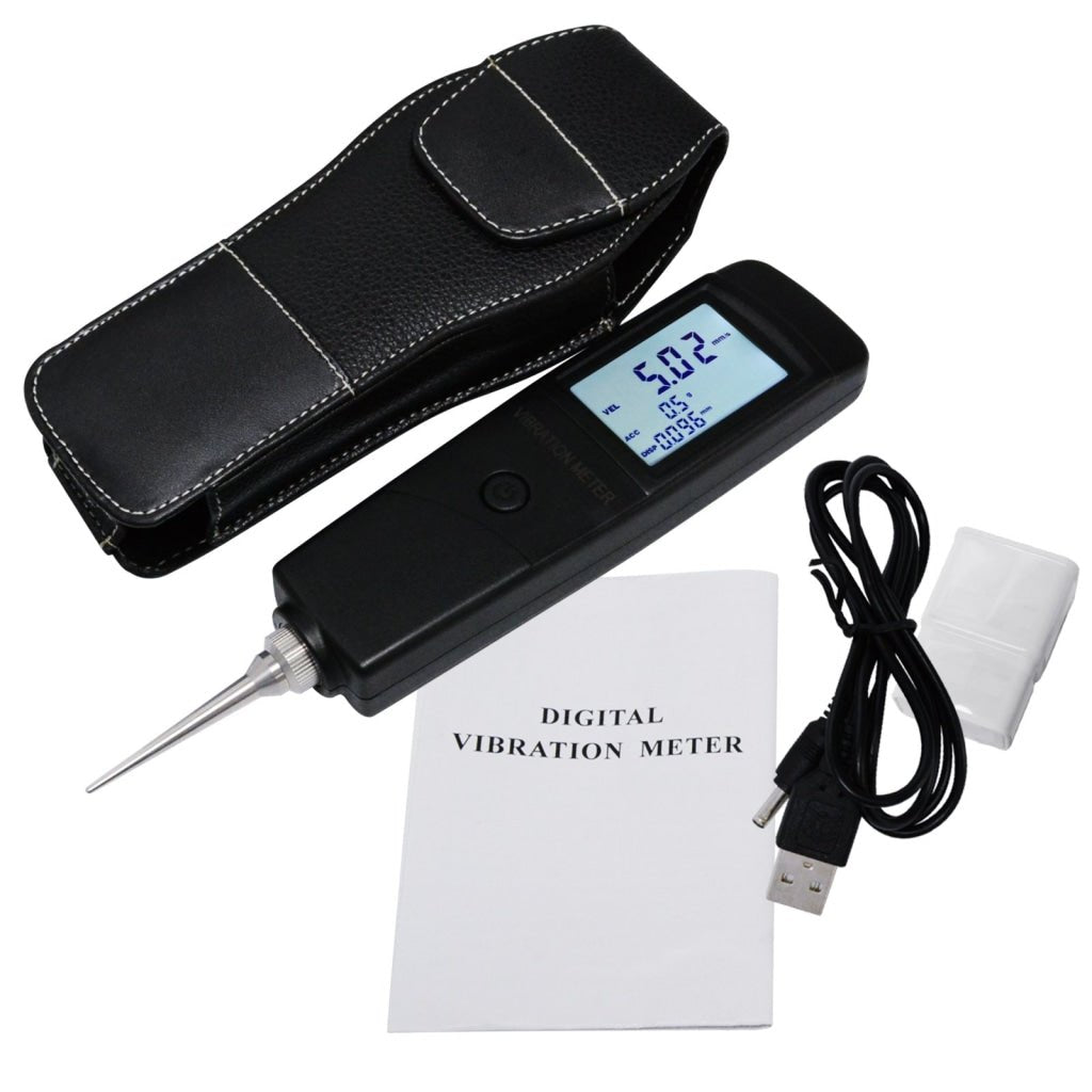 VM - 213 Digital Vibration Meter Tester Piezoelectric Sensor Measuring Acceleration, Velocity and Displacement for Machinery, Quality Control, Commissioning and Predictive Maintenance Purposes - Gain Express