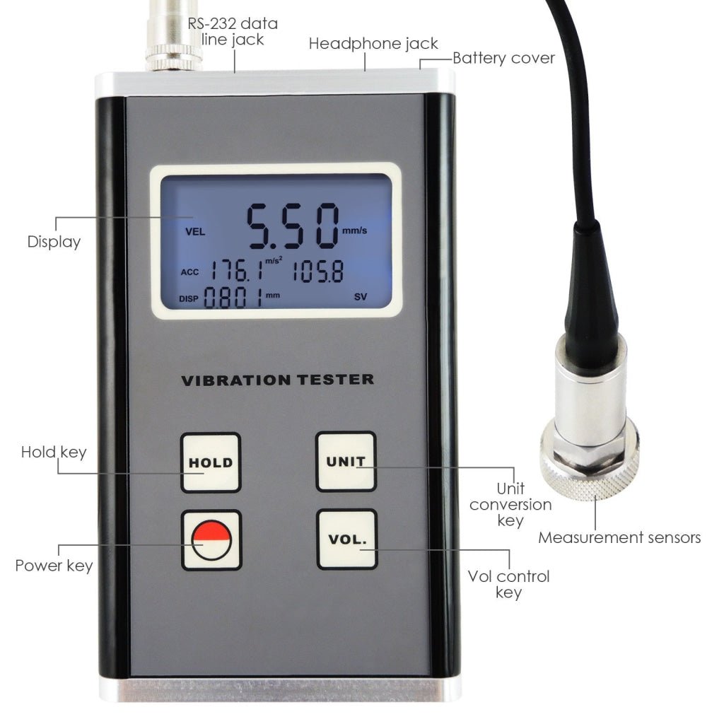 VM-6370 Vibration Meter Piezoelectric Sensor Displacement Velocity