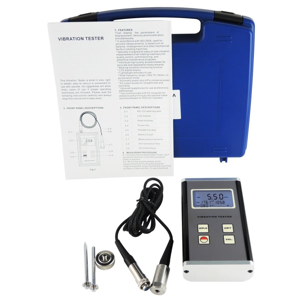VM-6370 Vibration Meter Piezoelectric Sensor Displacement Velocity