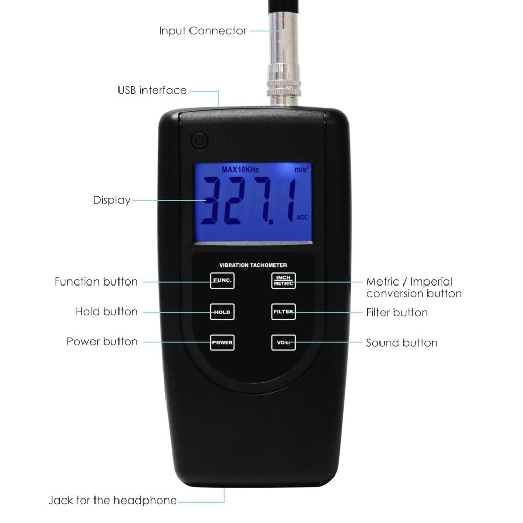 Sirometer VM-6370T Vibration Tachometer Meter Piezoelectric Sensor Contact Photo ...